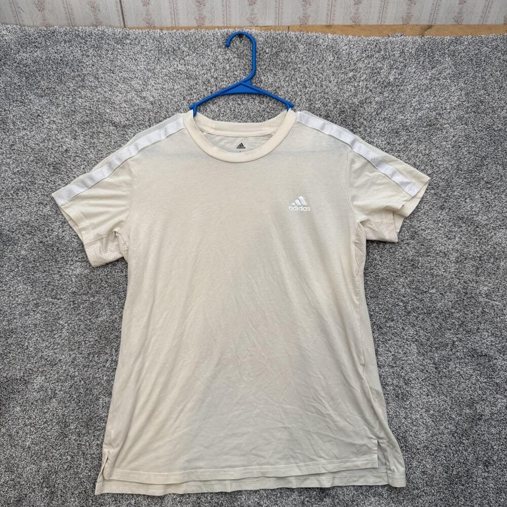Adidas Shirt Womens Large White AEROREADY Athletic Performance Short Sleeve Top